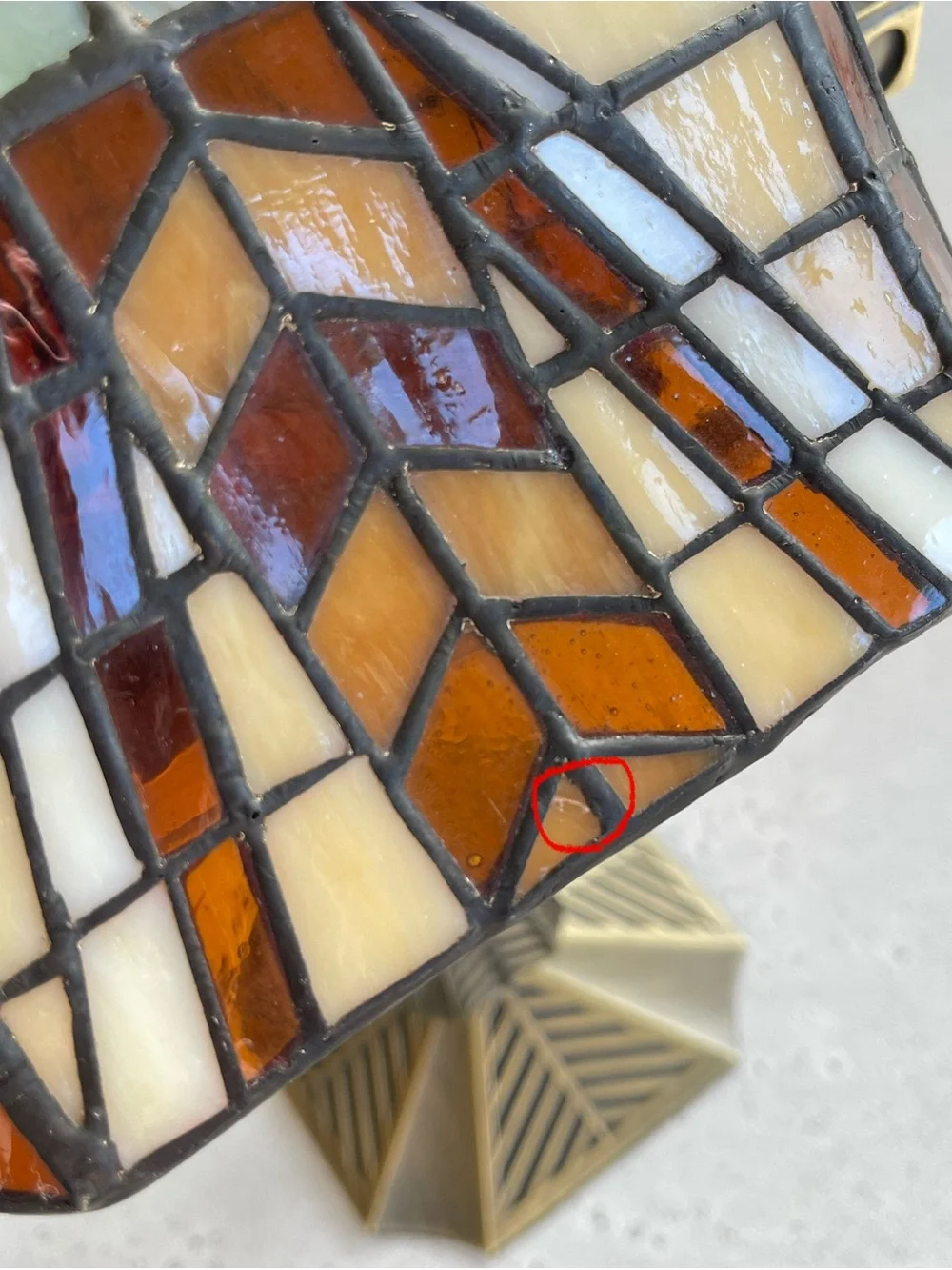 PartyLite Stained Glass Bankers Art Deco Style Double Tealight Holder Desk Lamp - Picture 8 of 10